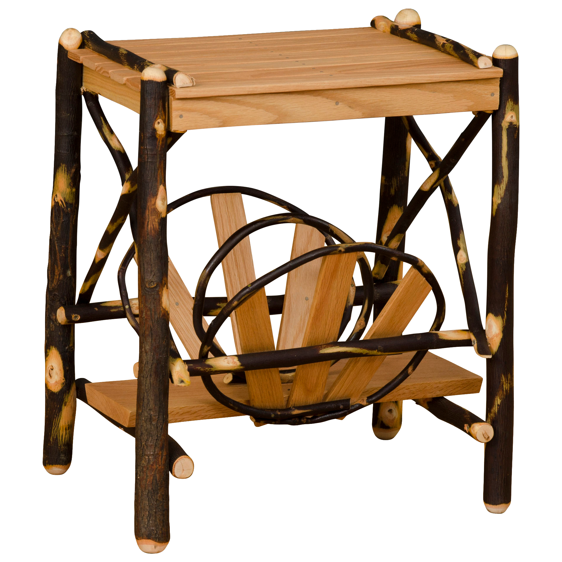 Rustic Hickory Magazine Rack End Table