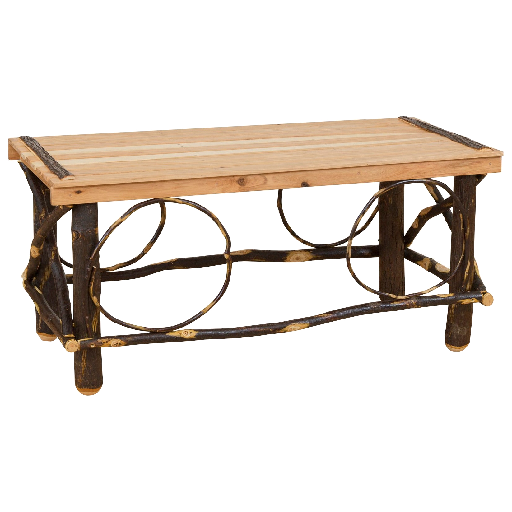 Rustic Hickory & Oak Slat Top Coffee Table