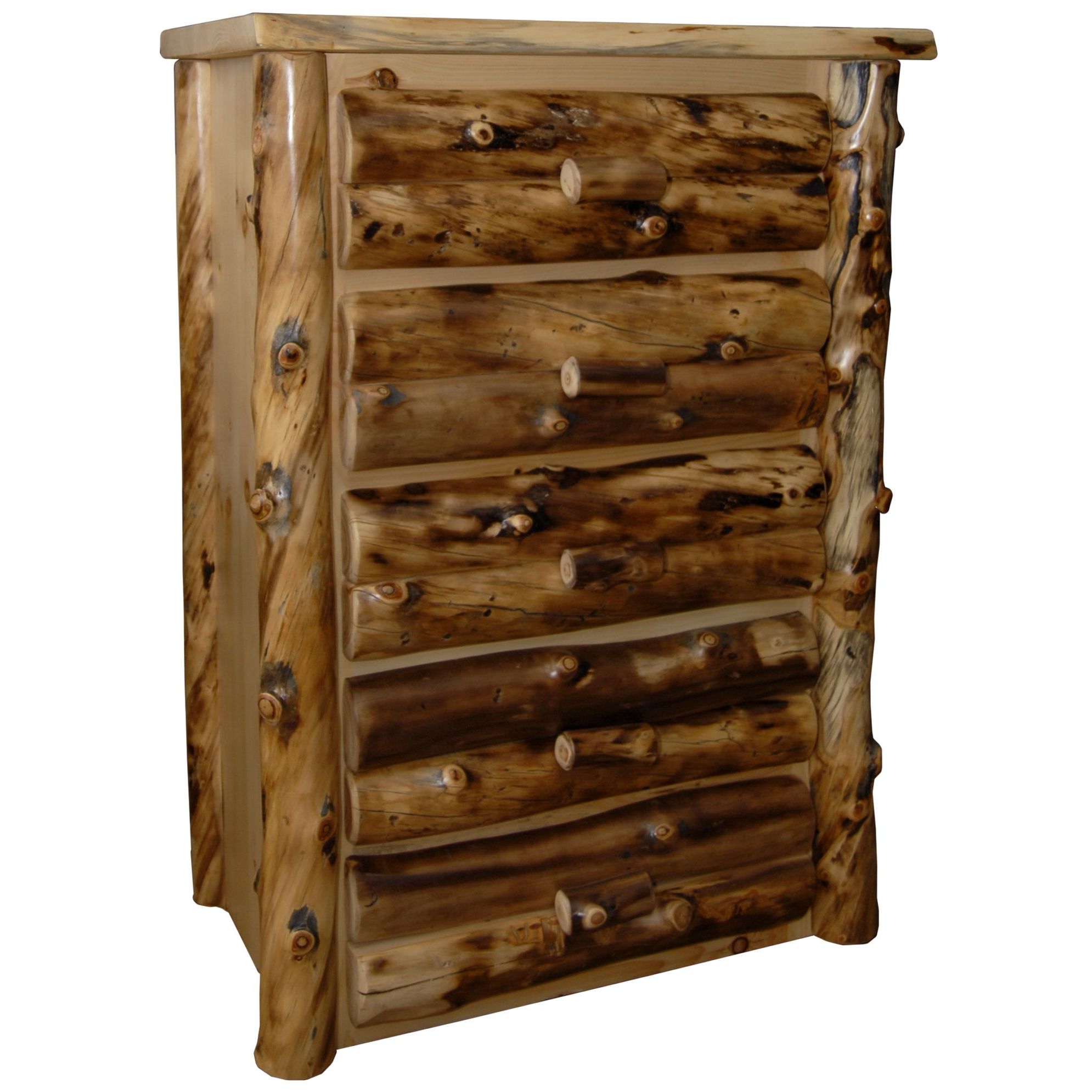 Rustic Aspen Log 5-Drawer Dresser