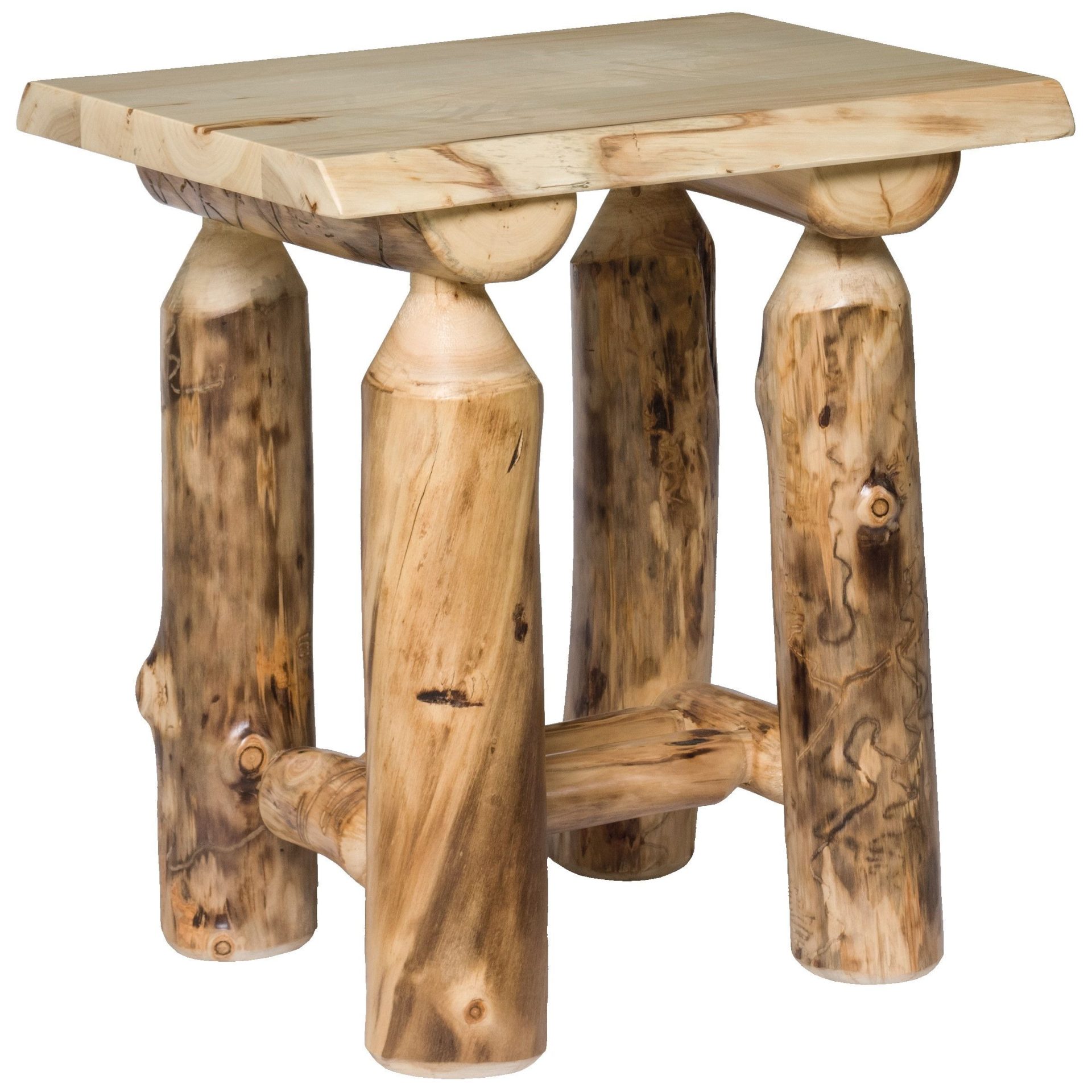 Rustic Aspen Log End Table