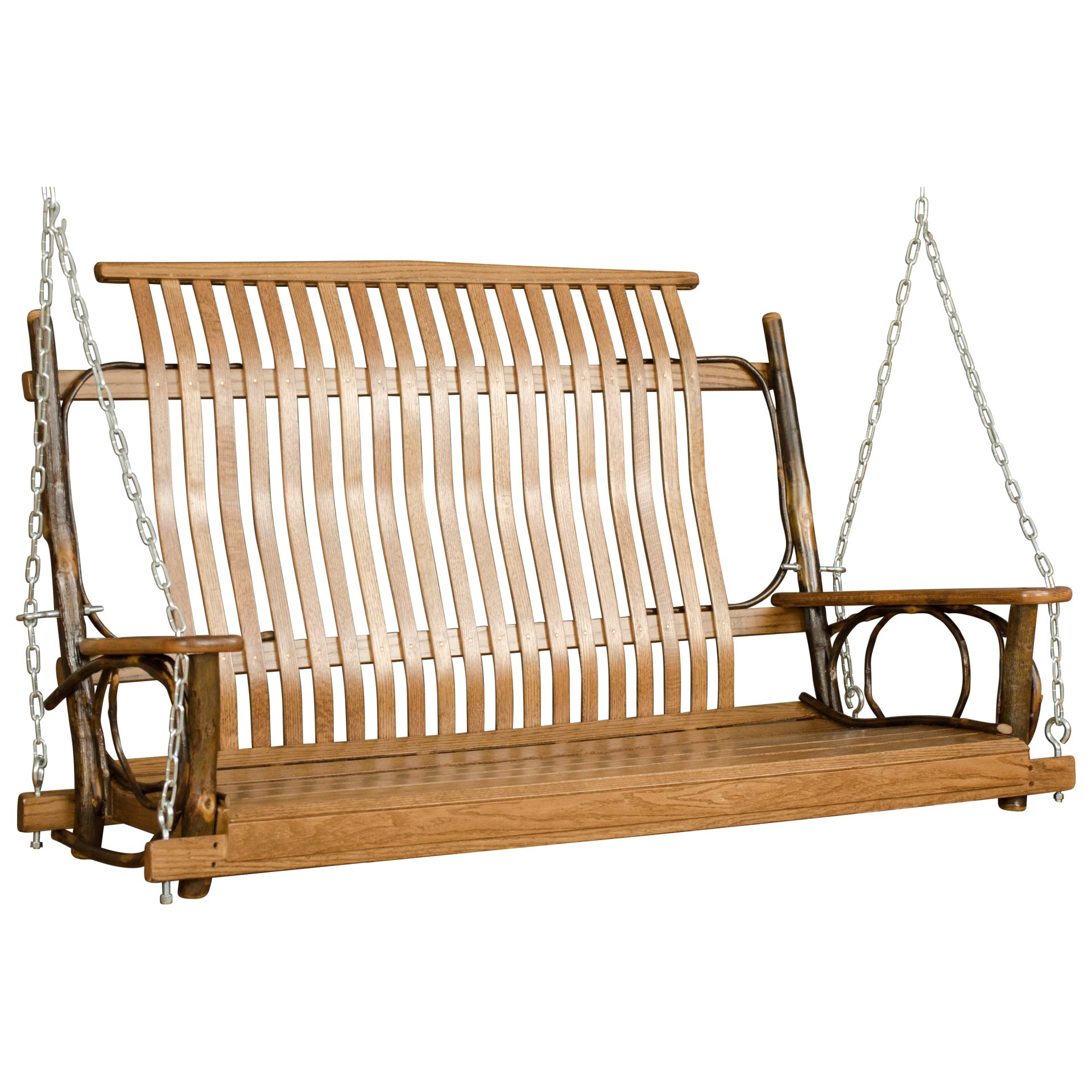 Rustic Hickory Straight Back Porch Swing