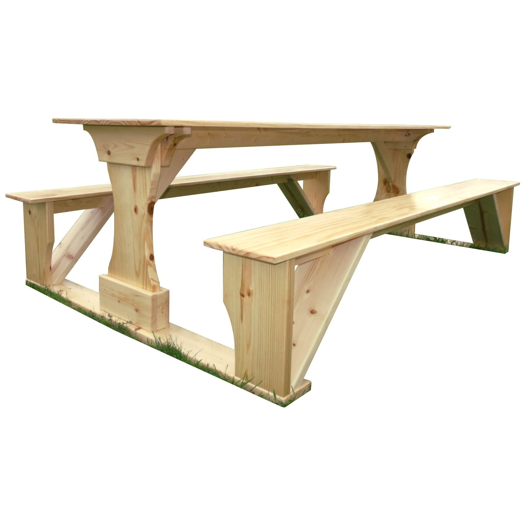 Outdoor White Cedar Log Panel Picnic Table