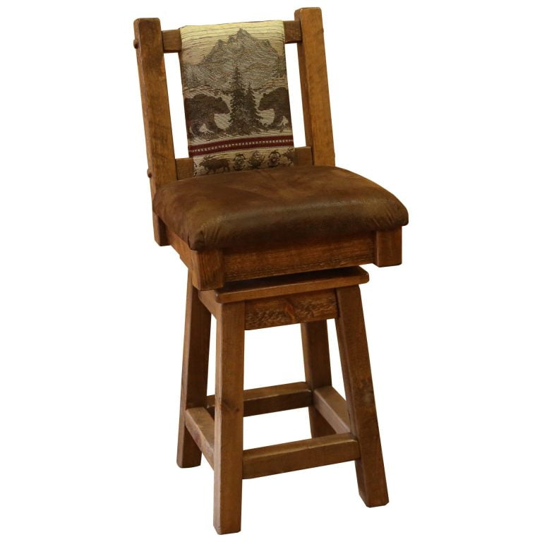 Farmhouse Upholstered Swivel Stool