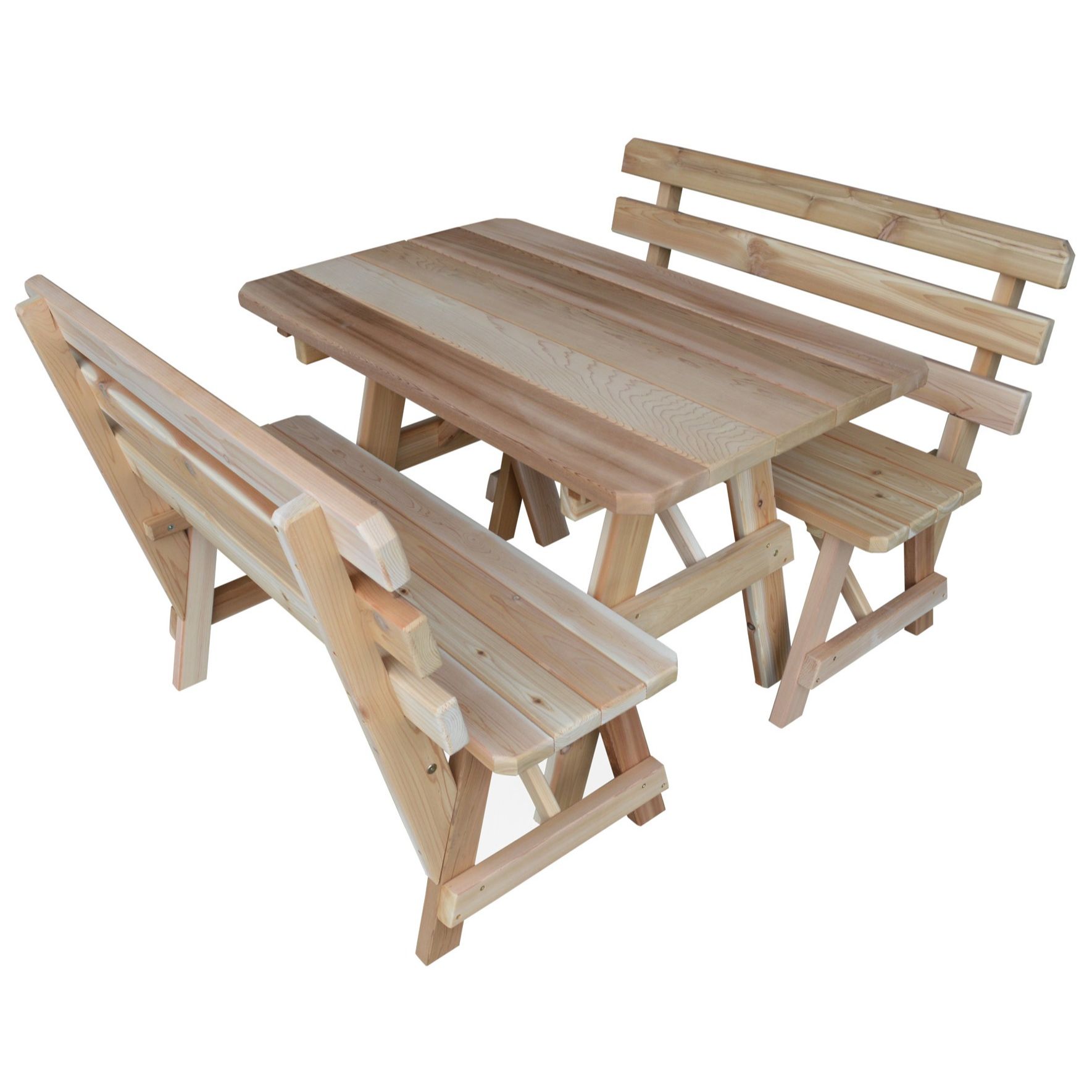 A&L Furniture Cedar Picnic Table with Backed Benches