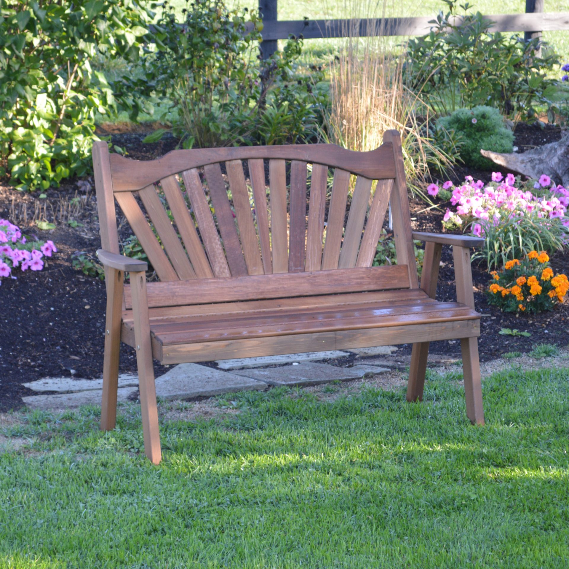 A&L Furniture Cedar Fanback Garden Bench-Multiple Sizes