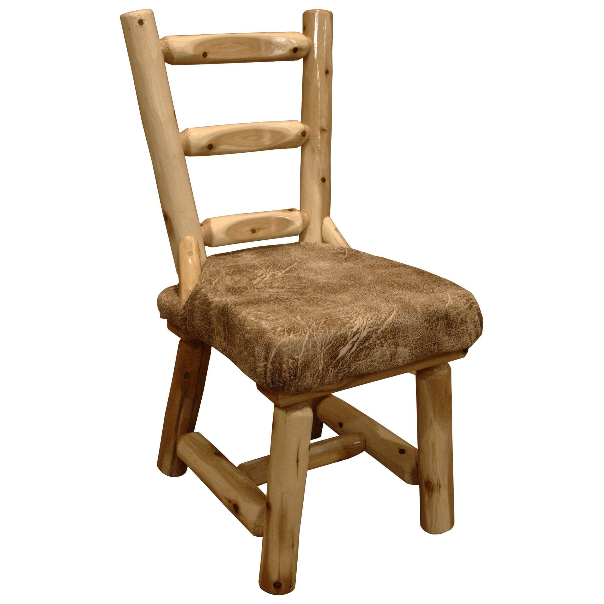 Rustic White Cedar Log Dining Chair with Upholstered Seat