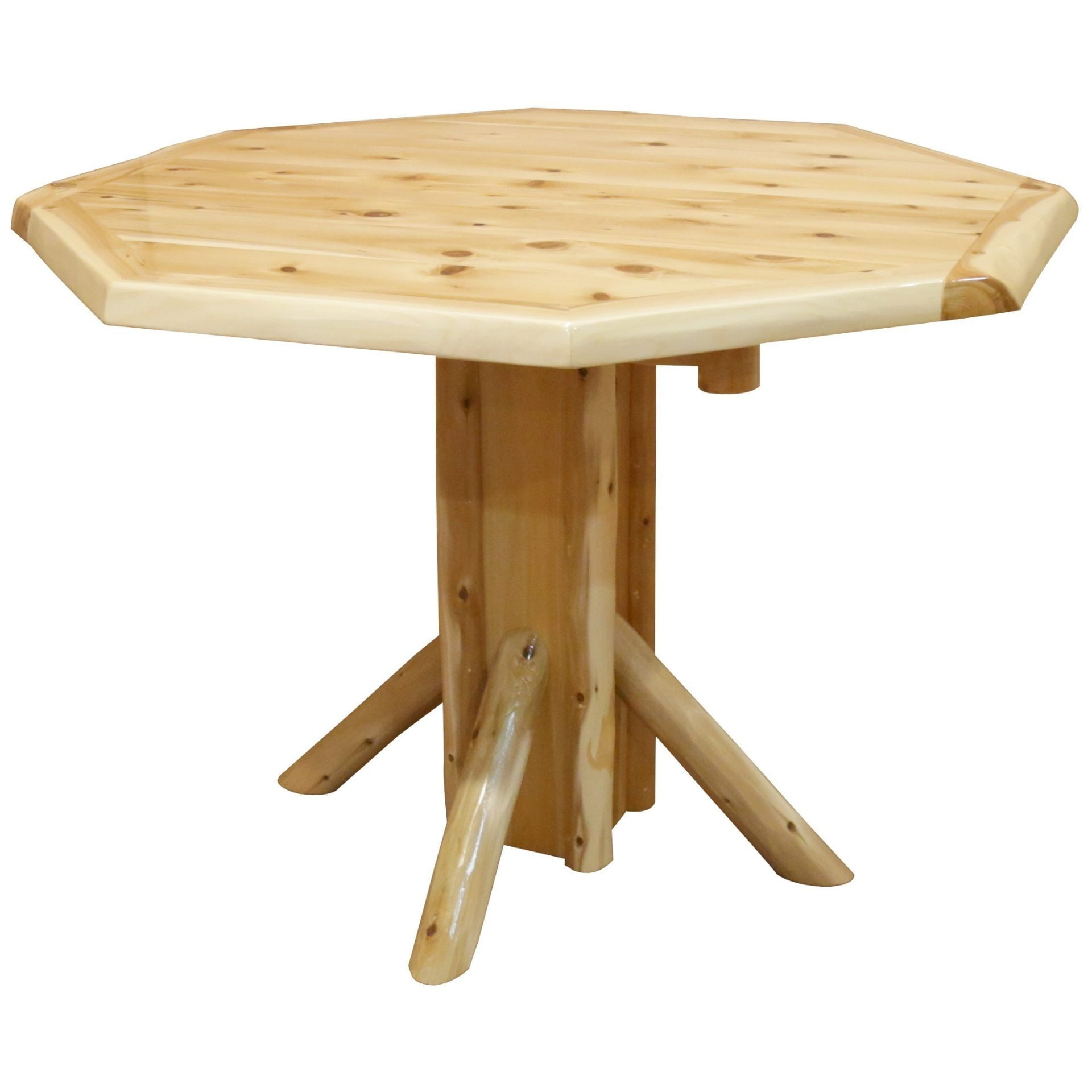 Rustic White Cedar Log Octagon Table