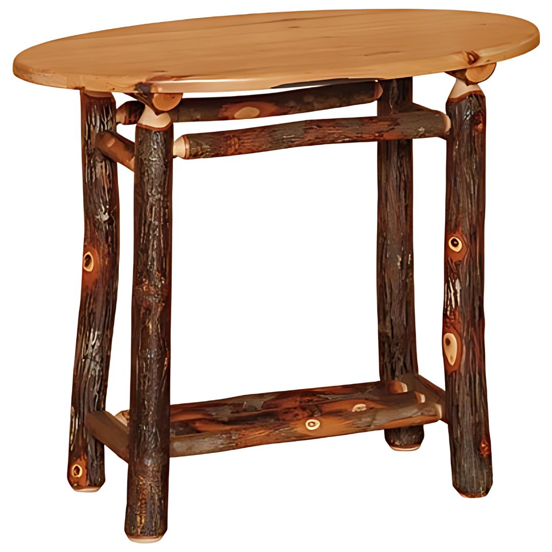 Rustic Hickory Adirondack Oval End Table