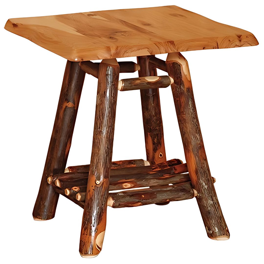 Rustic Hickory Adirondack Wavy End Table