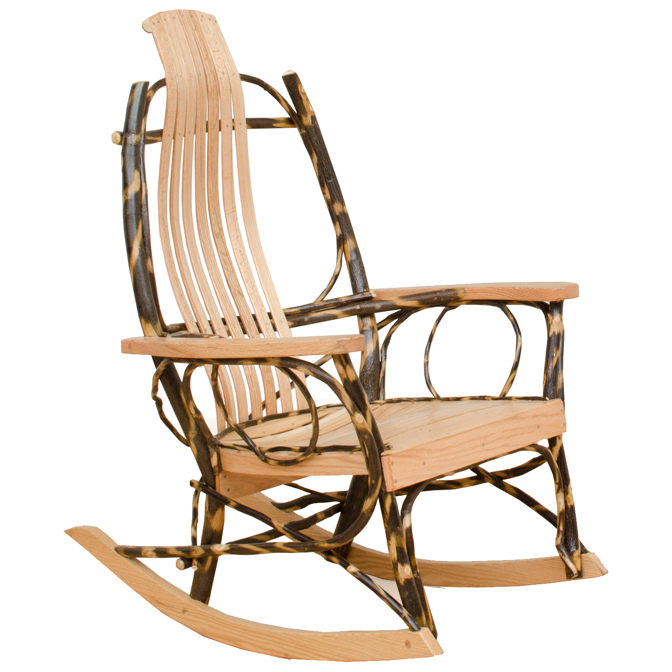 Rustic Hickory and Oak 7-Slat Flat Arm Rocker – Set of Two