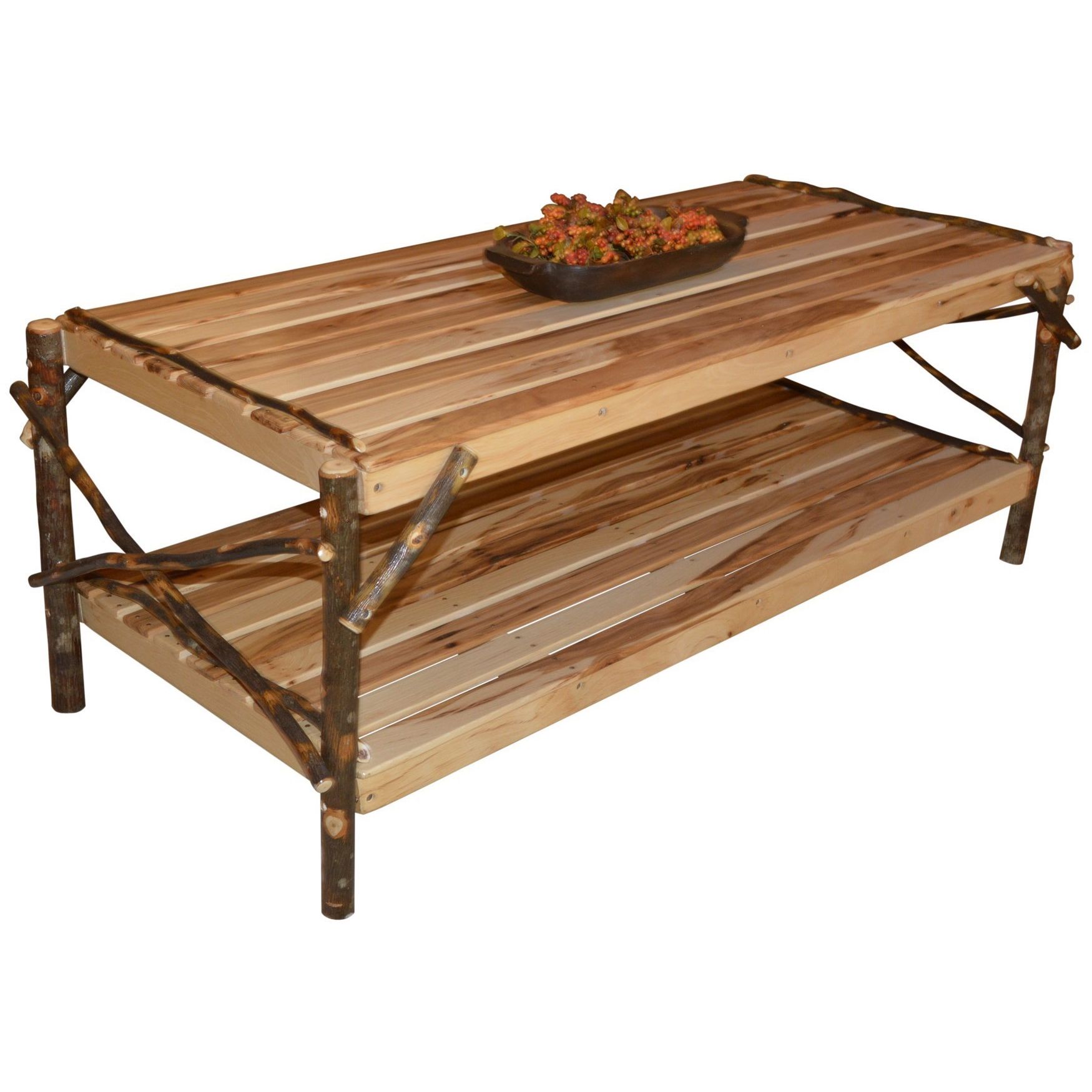 A&L Furniture Hickory Coffee Table with Shelf
