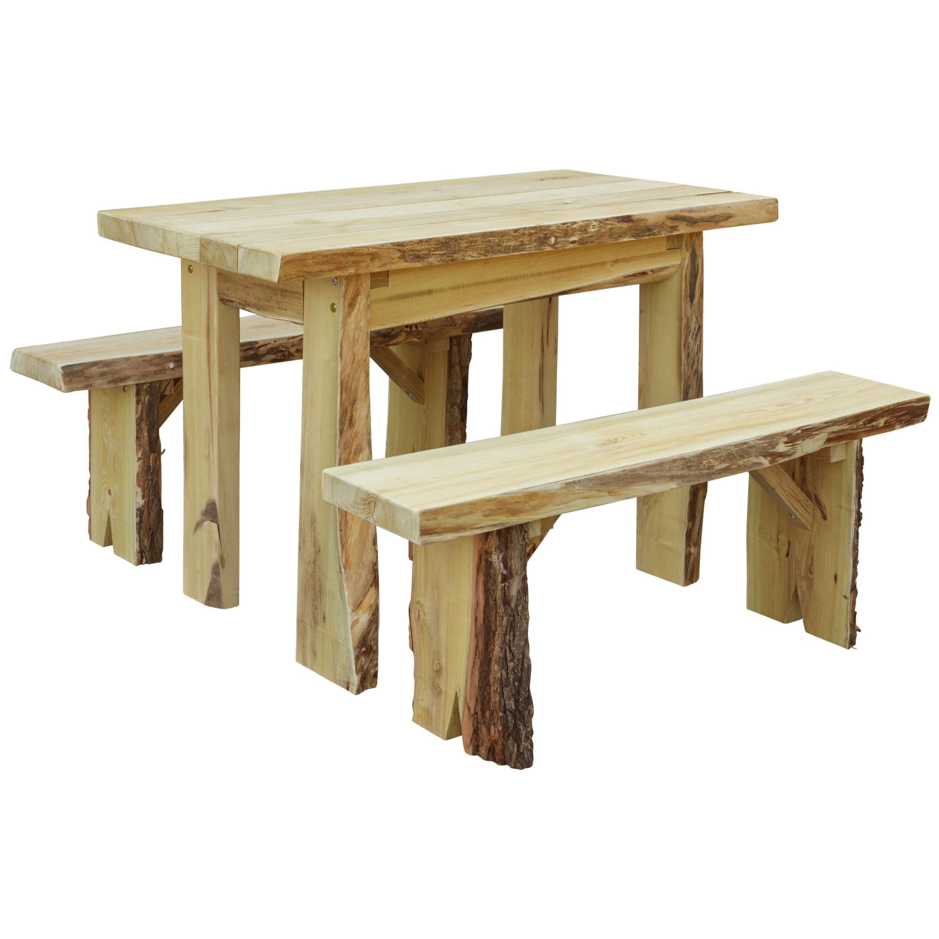 A&L Furniture Live Edge Locust Autumnwood Table and Wildwood Bench Set