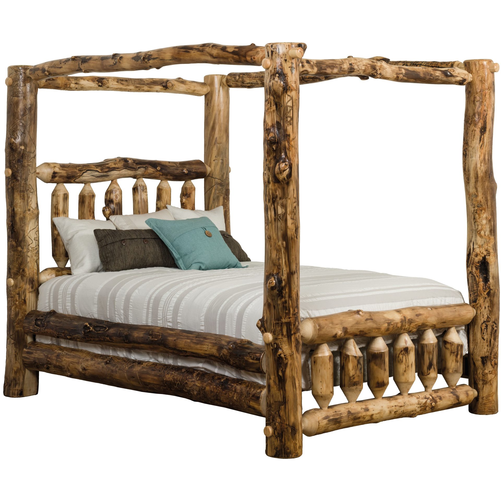 Rustic Aspen Log Canopy Bed