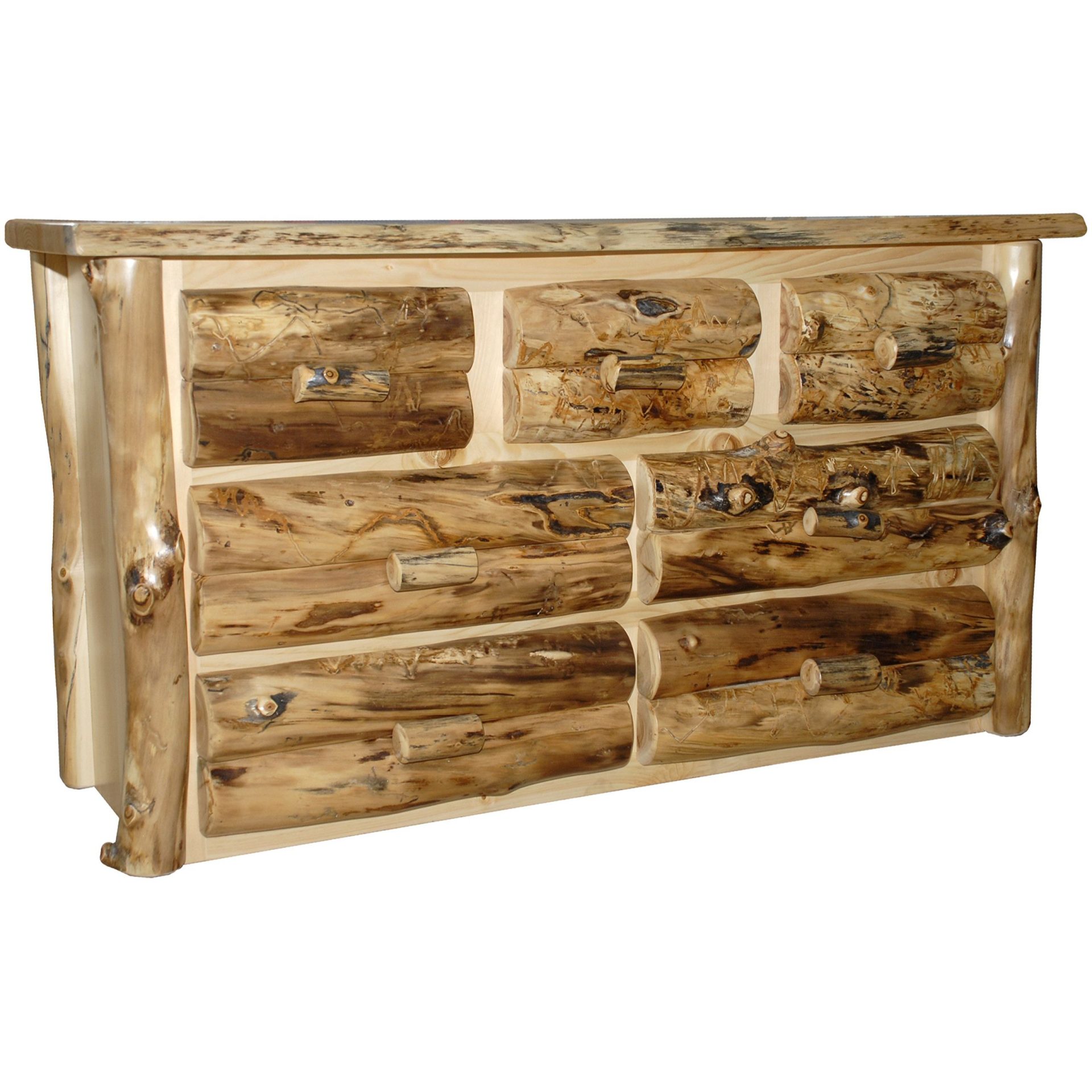 Rustic Aspen Log 7-Drawer Dresser