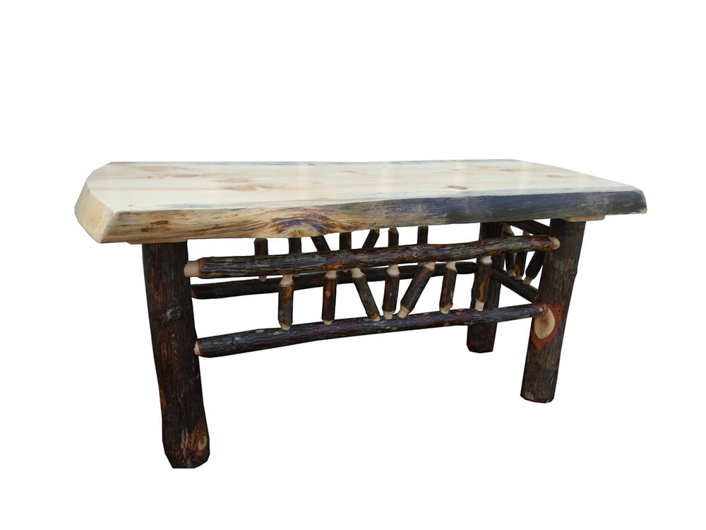 Rustic Hickory Live Edge Bench / Coffee Table