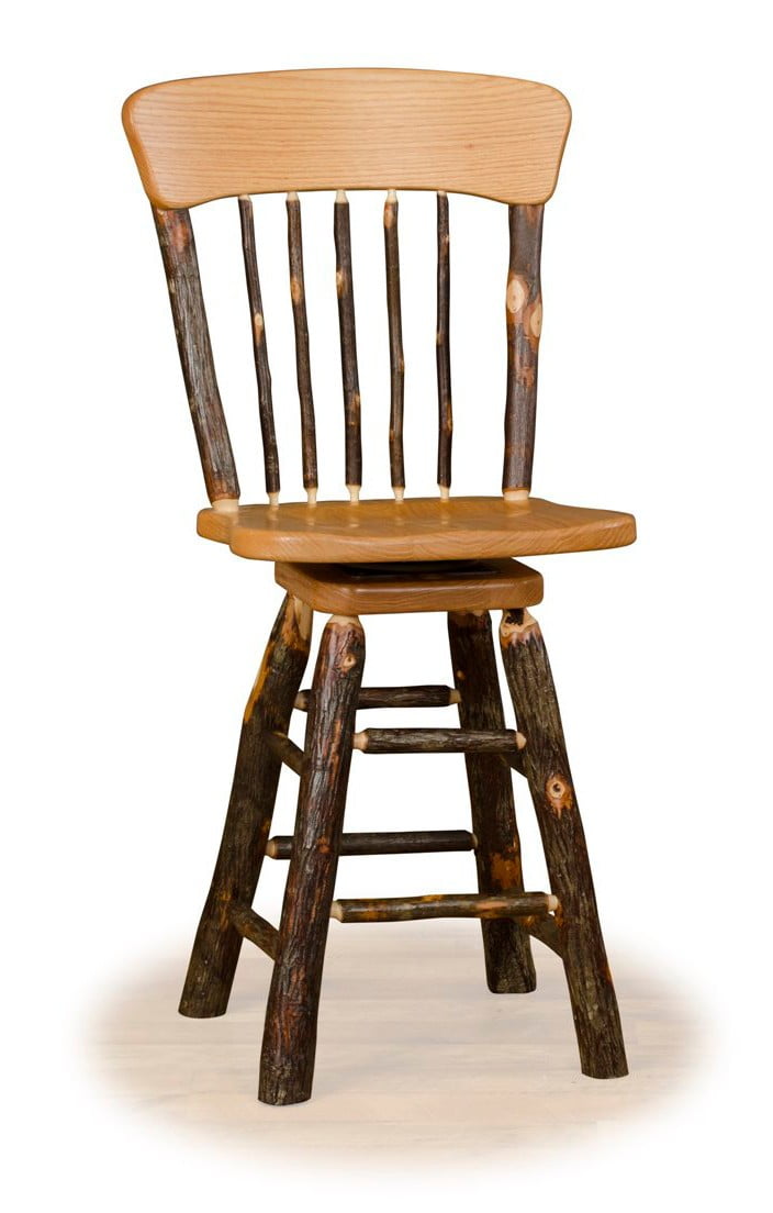 Rustic Hickory Panel Back Swivel Stool – Counter or Bar Height