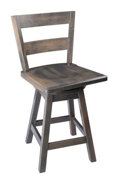 Rustic Bar Stool – Urban Swivel Stool in Maple Wood with Straight Back