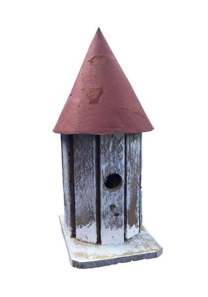 Small Round Tower Bird House w/ Wire Hanger