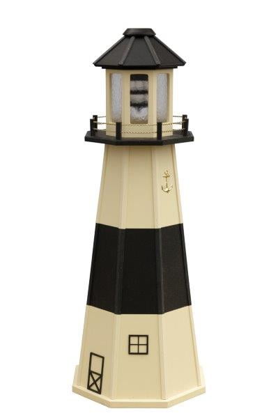 Beige with Black Poly Lumber Lighthouse in 3ft / 4ft / 5ft – Absecon, NJ Replica