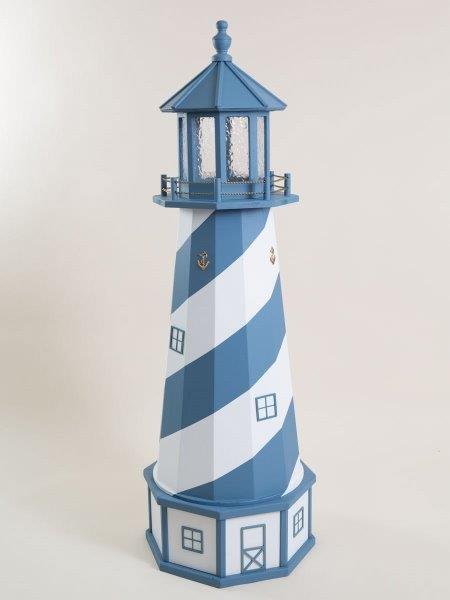 Deluxe Hybrid Lighthouse with Poly Top and Base – Blue & White