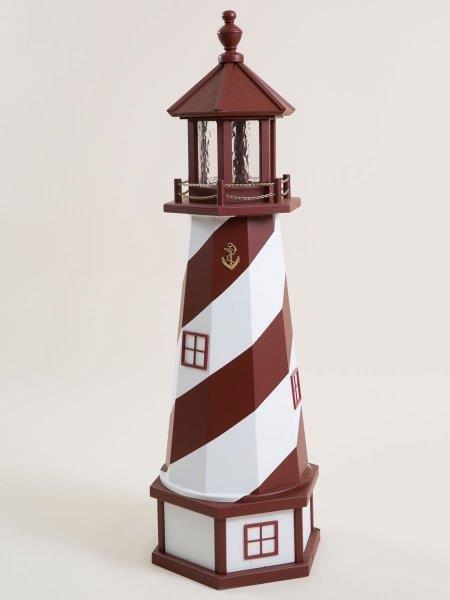 Deluxe Hybrid Lighthouse with Poly Top and Base – Red & White