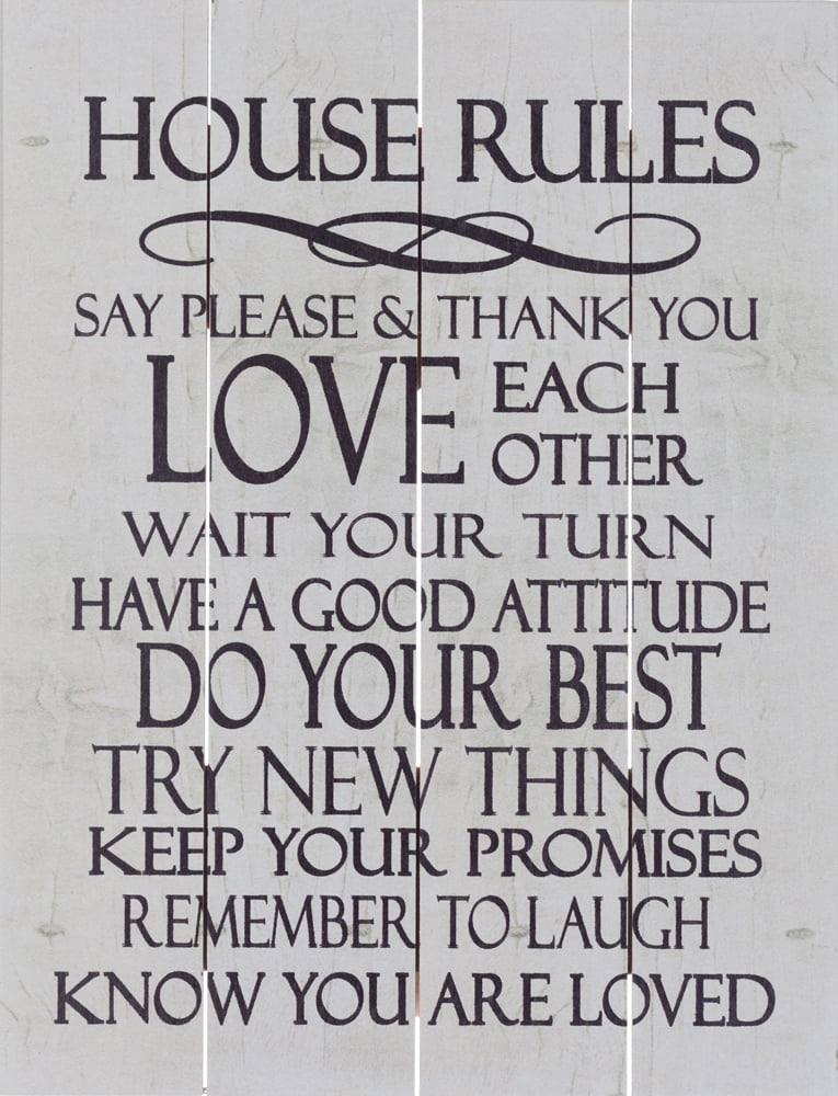 Wood Pallet Art – House Rules (White)