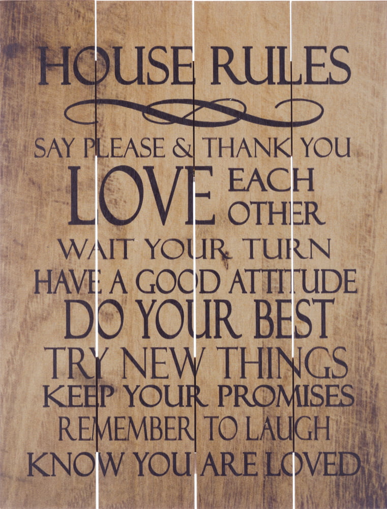 Wood Pallet Art – House Rules (Brown)