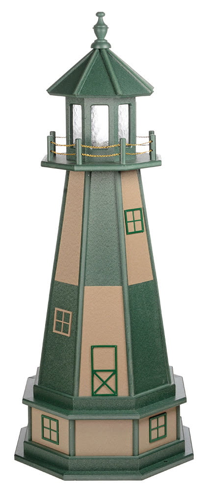 Cape Henry Poly Standard Lighthouse with Base – Turf Green & WeatherWood