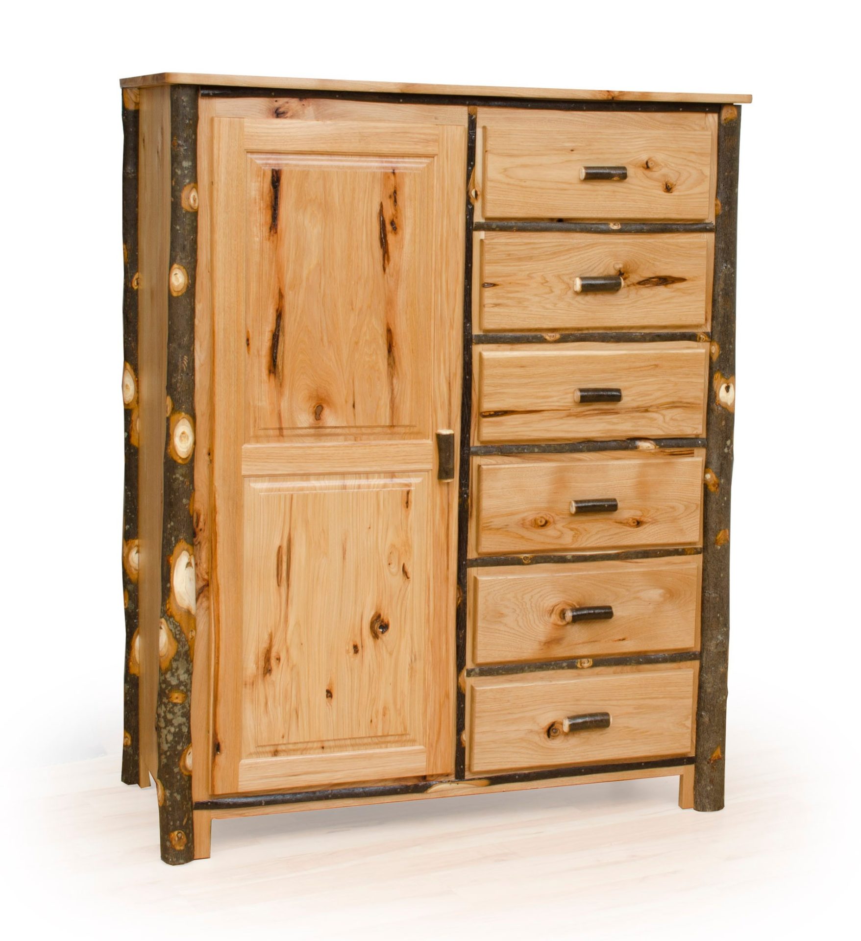 Hickory Log Wardrobe/Armoire with Drawers
