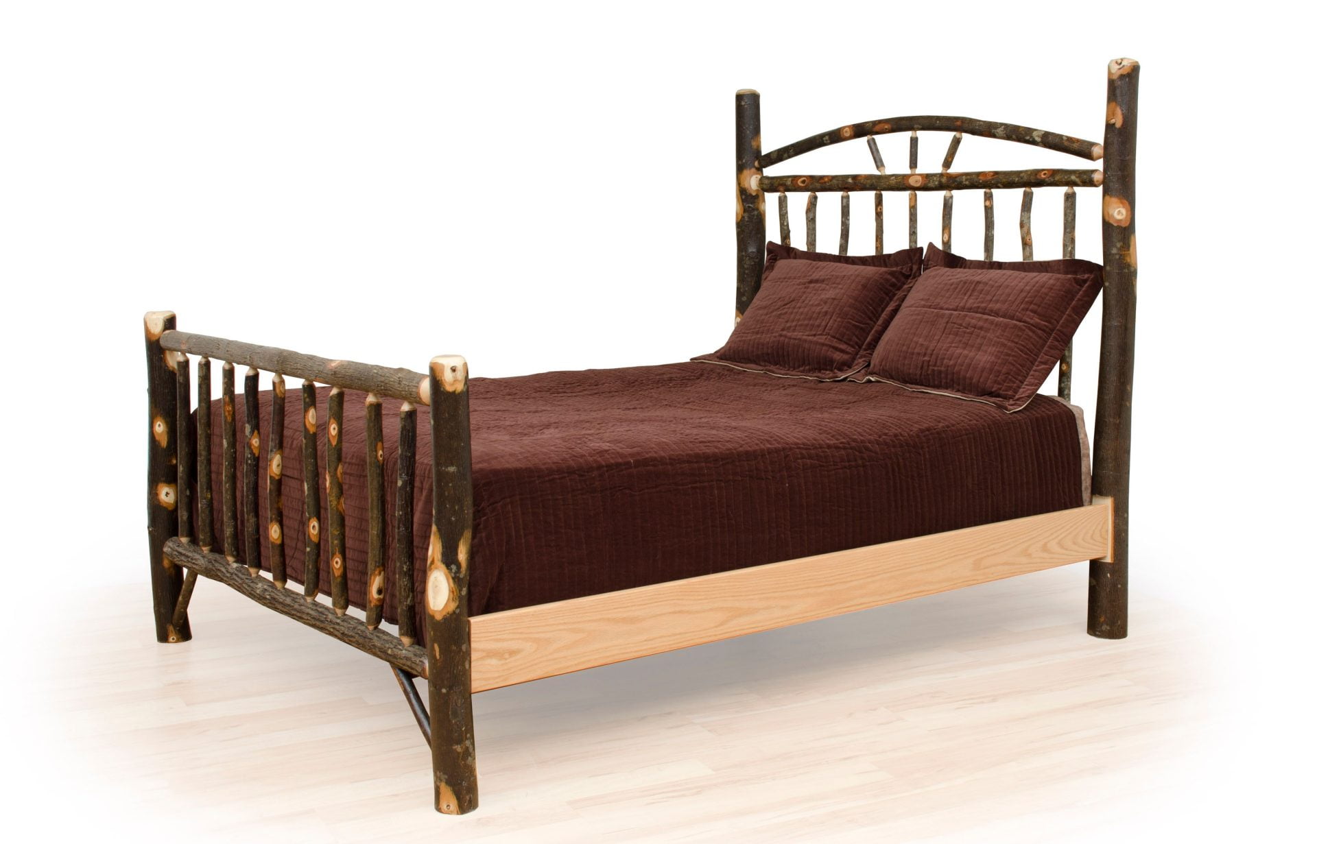 Rustic Hickory Bed - Wagon Wheel - Headboard Only - Twin / Full / Queen / King
