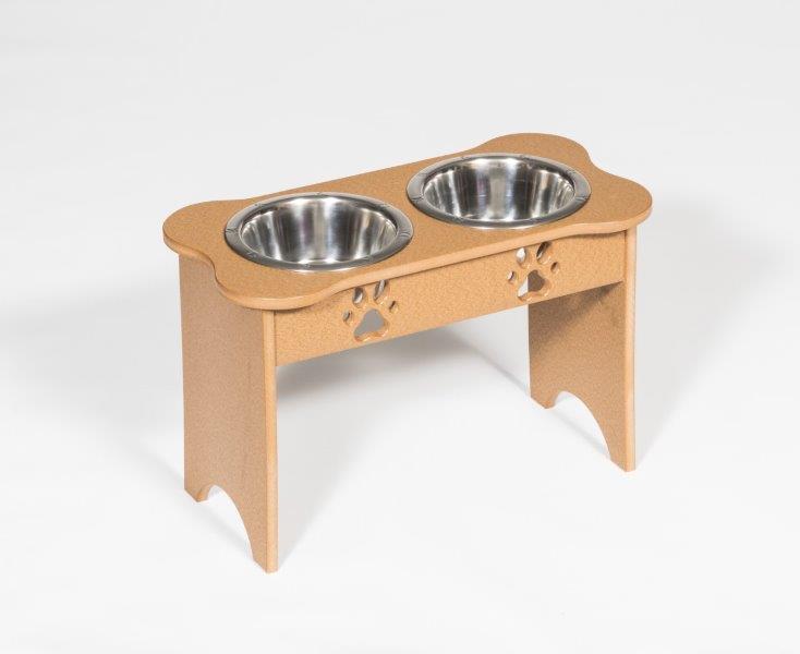 Tall Double Dog Bone Shaped Dish Stand in Poly Lumber