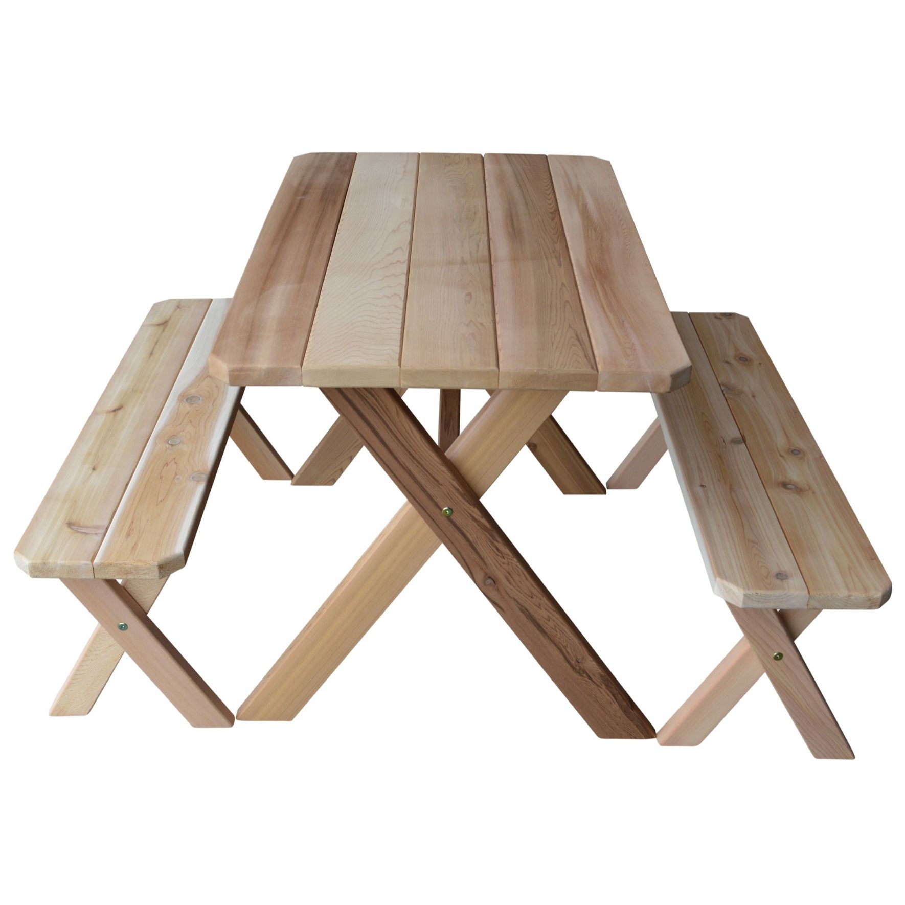 A&L Furniture Cedar Cross-leg Picnic Table with Benches-Multiple Sizes