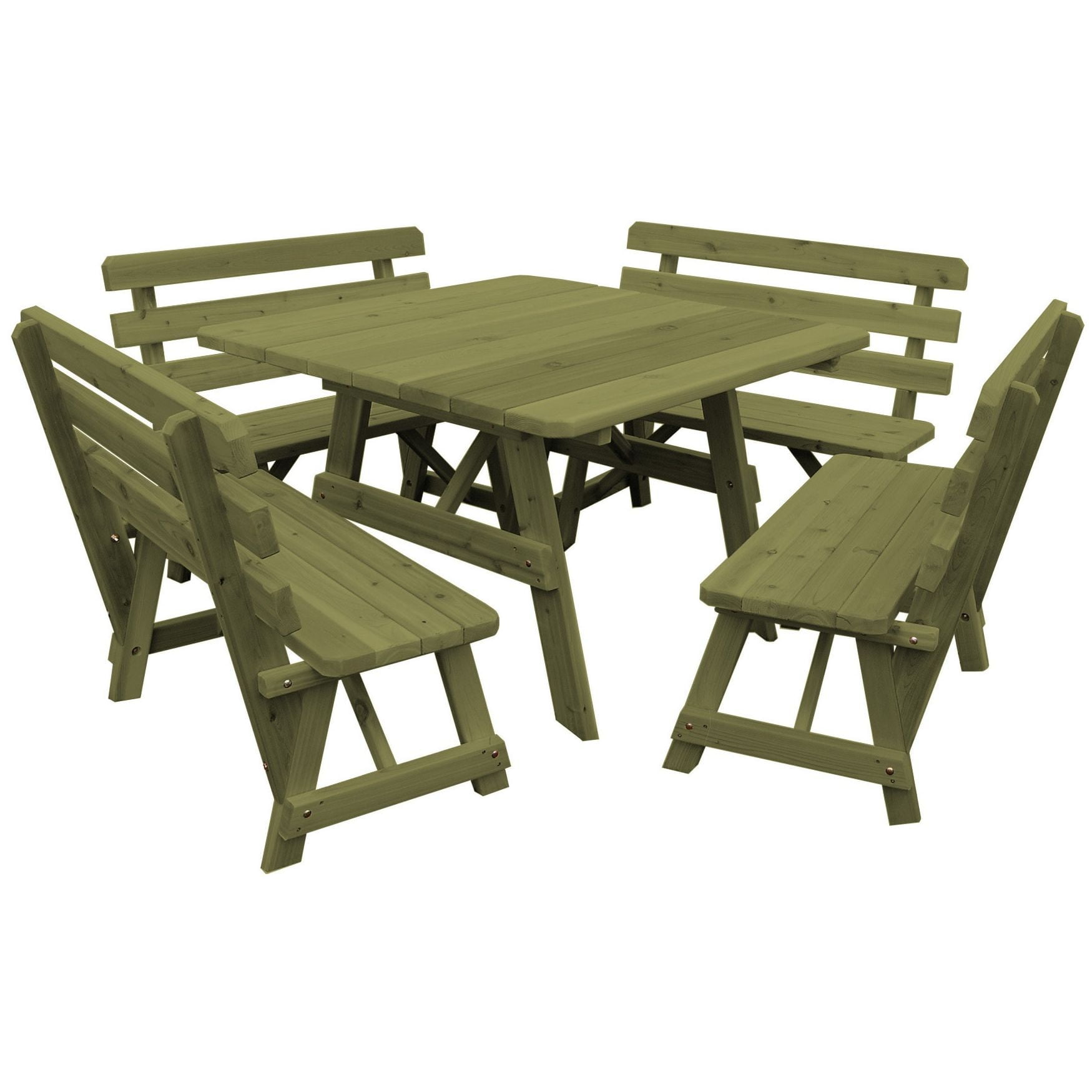 A&L Furniture Cedar Square Table with Backed Benches