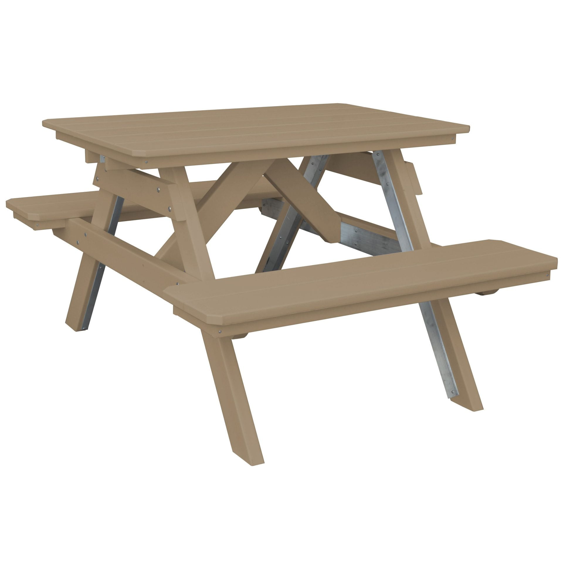 A&L Furniture Poly Lumber Picnic Table with Attached Benches